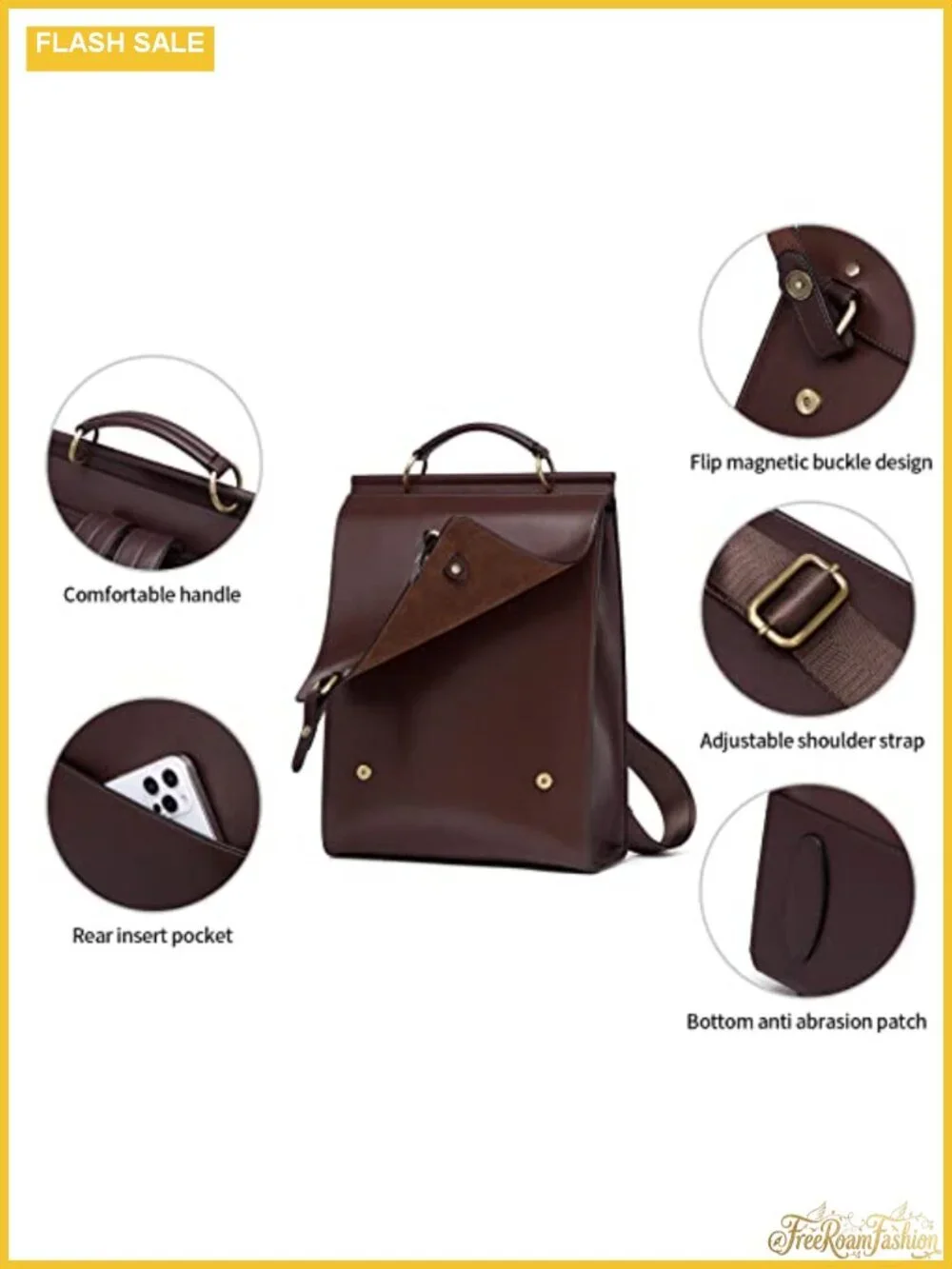 Genuine Leather Fashion Backpack Purse for Women Travel Work Laptop Daypack